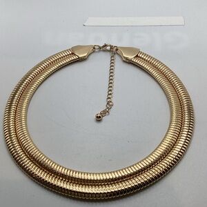 Gold Tone Double-Tube Collar Necklace - Women Jewelry
